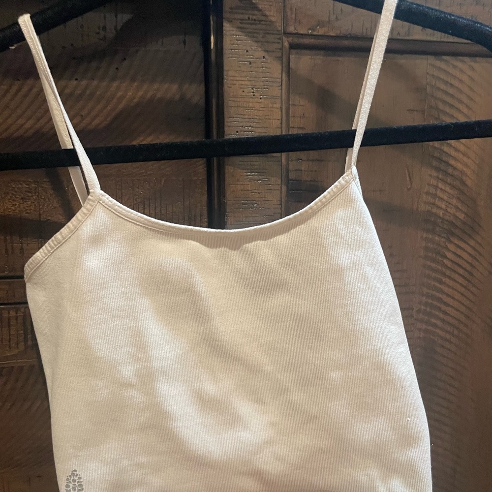 Free People White Crop Top W/Crisscross Back